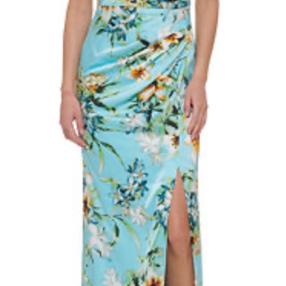 Vince Camuto Floral Light Blue Maxi Skirt